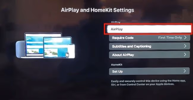 AirPlay settings on Sharp Roku TV