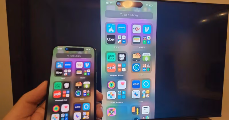 iPhone connected to Sharp TV via AirPlay