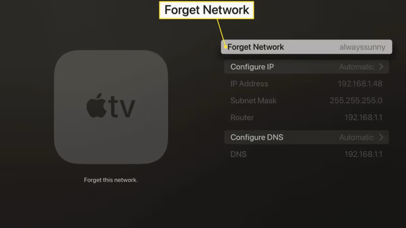 Apple Tv Forget Network