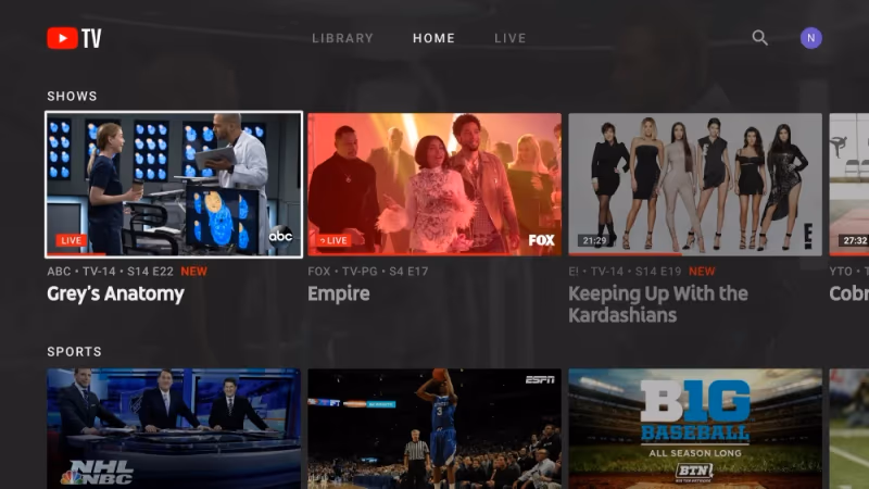 Youtube Tv Home 1