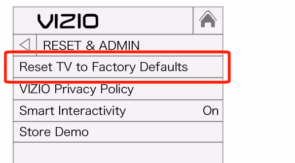 Vizio TV Reset TV to Factory Defaults