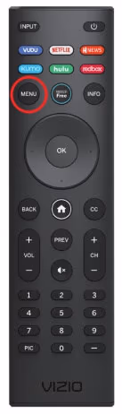  Menu button on the Vizio remote