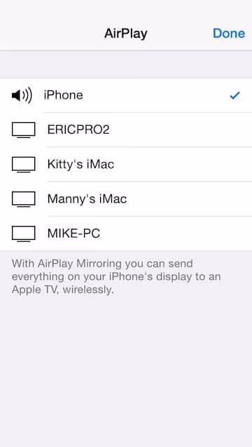 Select Your Device to AirPlay