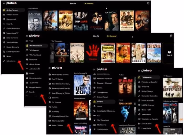 Browse By On Demand Category To Search Through Pluto Tv