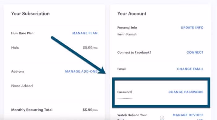 Change the Hulu Password