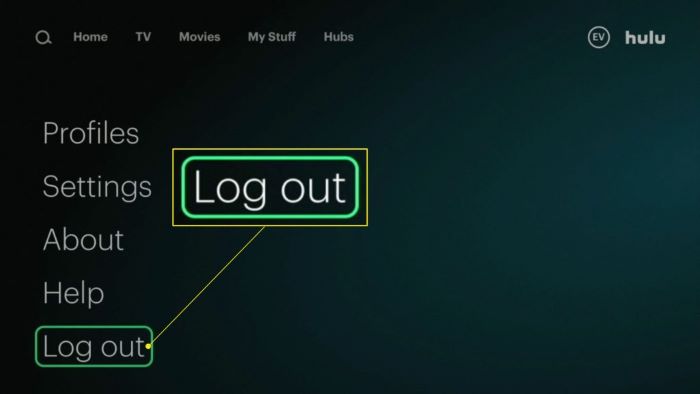 Log out of the Hulu
