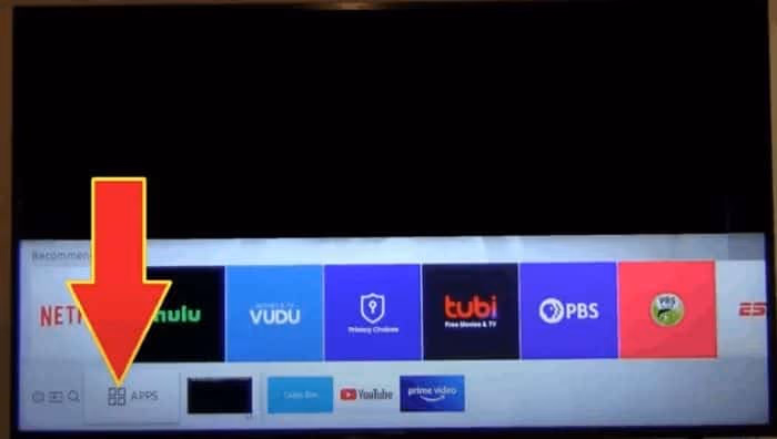 Samsung TV Apps menu for deleting unused apps