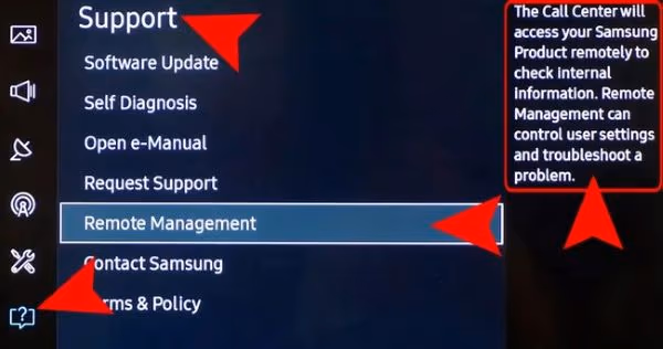 Samsung Remote Management screen