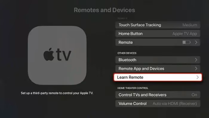 Learn Remote on Apple TV