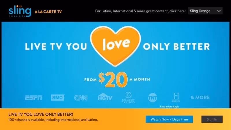 Sign Up In The Sling Fire Tv App 1