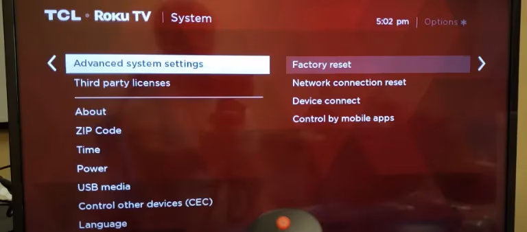 Tcl Roku Tv Factory Reset