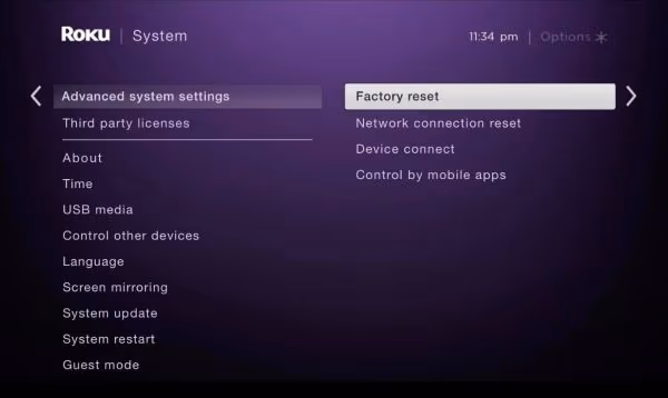 Roku Perform A Factory Reset