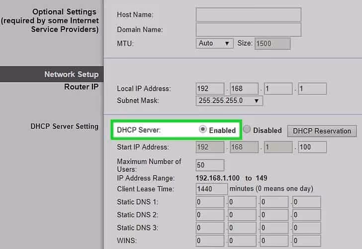Refresh the network's DHCP settings