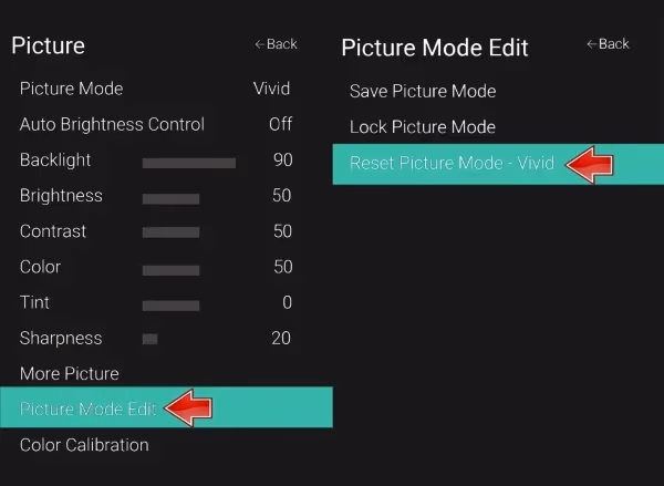 Vizio Tv Reset Picture Mode