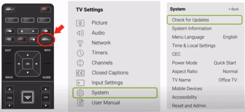Vizio TV Check For Updates