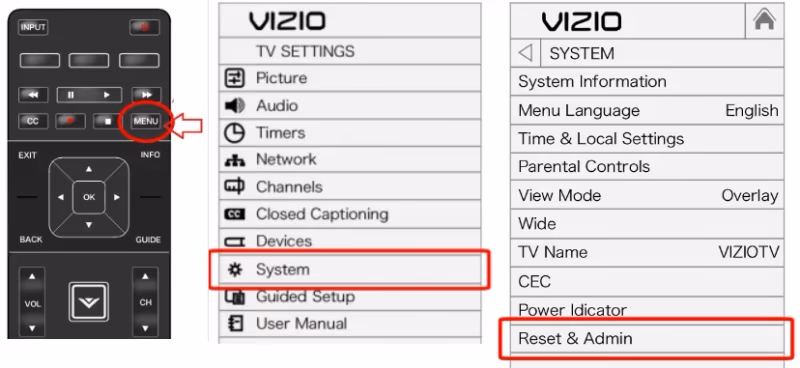 Vizio Tv Reset & Admin