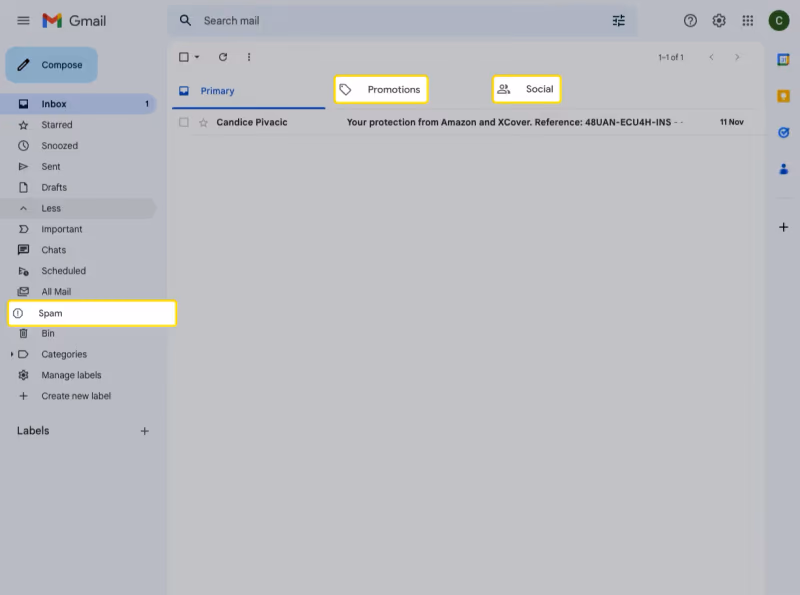 Check All Inbox Tabs And Spam Folder
