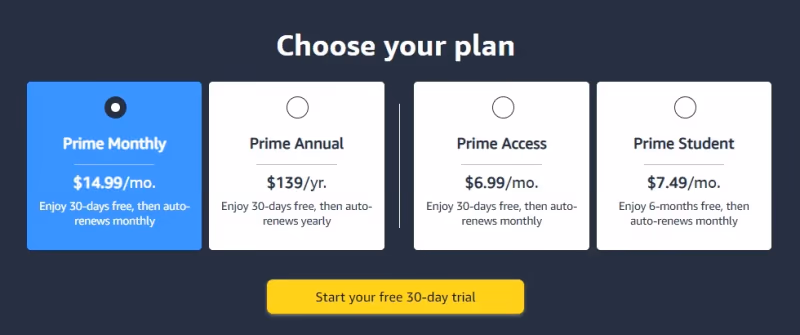 Amazon Prime Pricing