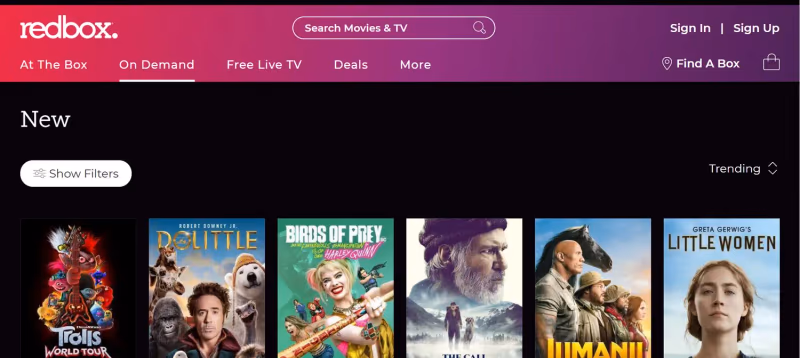 Vudu On Demand free streaming section