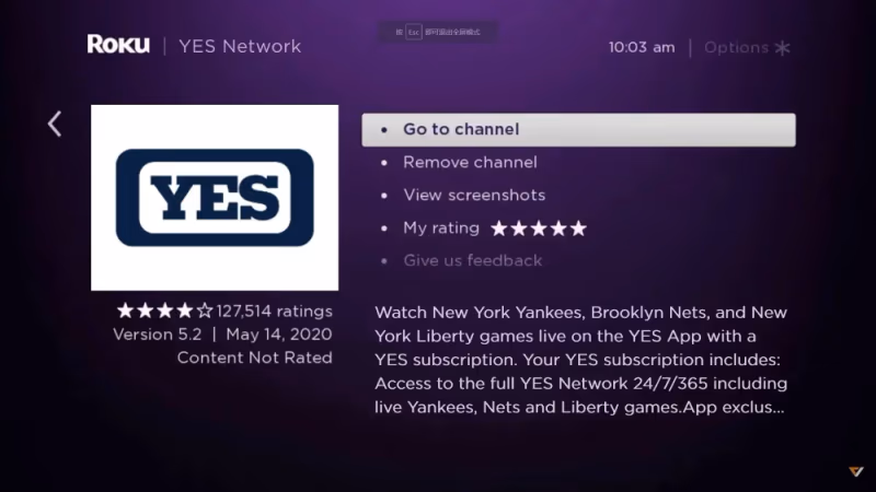 Roku Yes Network Add Channel 4