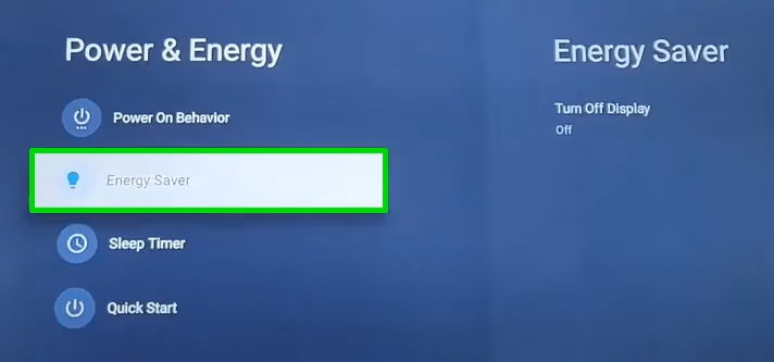 Android TV Energy Saving
